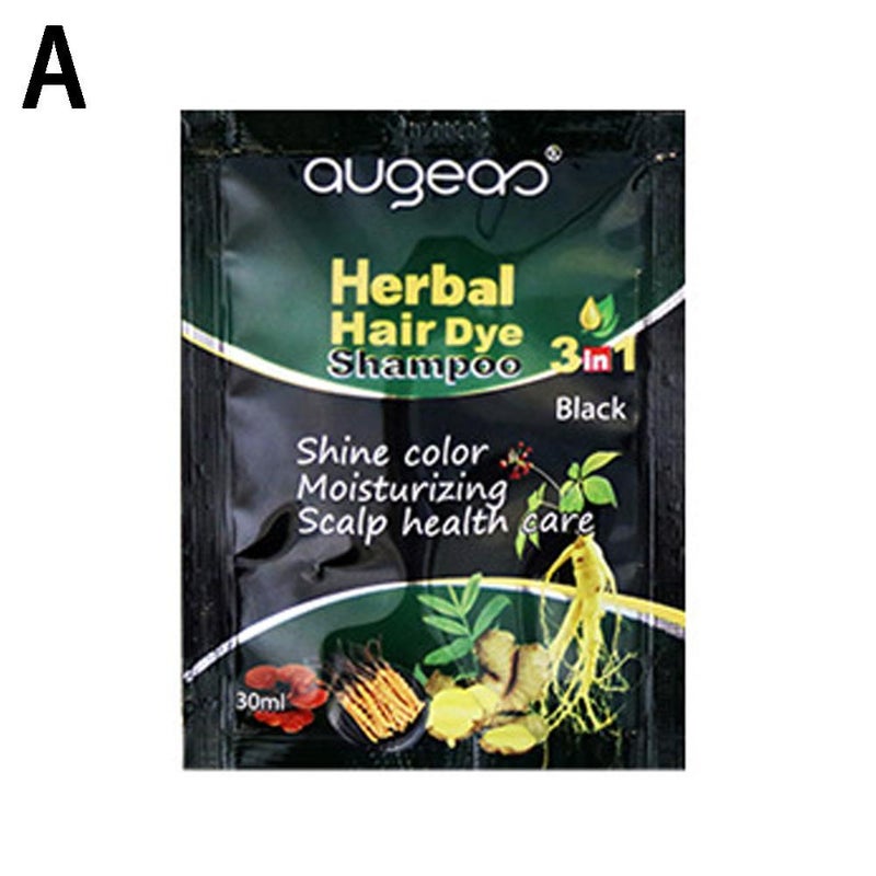 Augeas 30ml trial pack of black hair dye, plant-based at-home hair dye for gray hair.